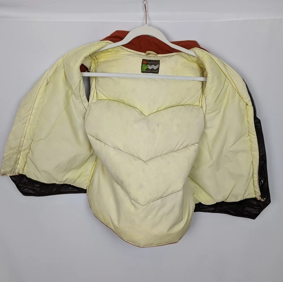 Vintage Remington West Goose Down Vest Yellowstone Leather Indian Nickel 40/M - Picture 3 of 16